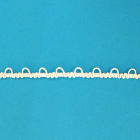 Lusjesband offwhite 10mm voor knoopsluiting in bruidsmode met rekbare lusjes per meter 