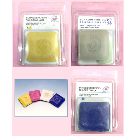 Het ouderwetse stukje kleermakerskrijt in kleuren en wit - pakje 2 stukjes krijt in verschillende combinaties