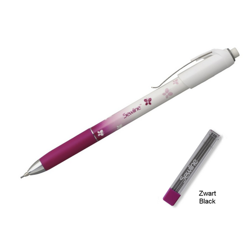 Sewline vulpotlood voor superfijne markeringen (0,9mm stift) Set 1 vulpotlood en 6 vullingen ZWART