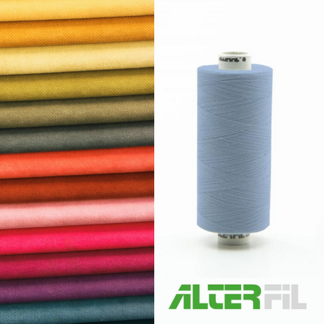 Alterfil S naaigaren en lockgaren - met Anti-rimpelcoating voor gladde naden - klos 1000m - HEMELSBLAUW kleur 27372
