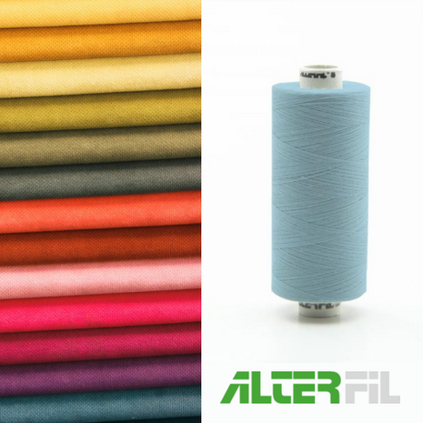 Alterfil-S naaigaren en lockgaren met Anti-rimpelcoating voor gladde naden klos 1000m LICHTBLAUW kleur 23982