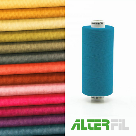 Alterfil S naaigaren en lockgaren - met Anti-rimpelcoating voor gladde naden - klos 1000m - HELDER BLAUW kleur 24653
