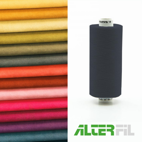 Alterfil S naaigaren en lockgaren - met Anti-rimpelcoating voor gladde naden - klos 1000m - MARINE BLAUW kleur 28121