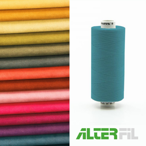 Alterfil-S naaigaren en lockgaren met Anti-rimpelcoating voor gladde naden klos 1000m LICHT PETROL kleur 22153