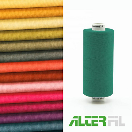 Alterfil-S naaigaren en lockgaren met Anti-rimpelcoating voor gladde naden klos 1000m SMARAGD GROEN kleur 17543
