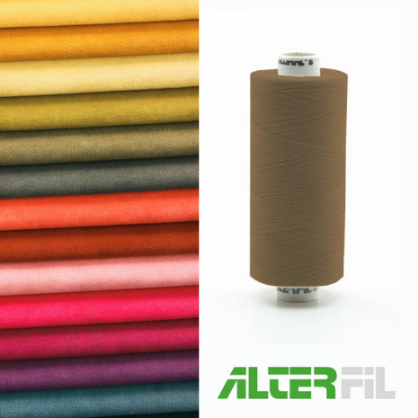 Alterfil-S naaigaren en lockgaren met Anti-rimpelcoating voor gladde naden klos 1000m BRONS kleur 07143