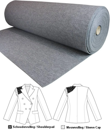 Mouw en schoudervulling viltvlies - polyester vlies voor de mouwkop en het maken of aanpassen van schoudervullingen