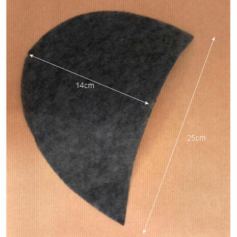 Schoudervulling vilt antraciet 14&times;25 cm voor jasjes &mdash; Felt shoulder pad anthracite 14&times;25 cm for jackets