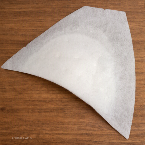 Enkele witte hoekige schoudervulling voor jasjes op houten tafel &mdash; Single white angular shoulder pad for jackets on wood