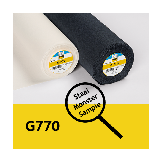 G770 Vlieseline staal / monster / proefstukje ong. 10 x 10 cm voor plakproef wit of zwart