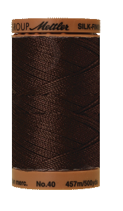 Katoenen naaigaren: Silk Finish Cotton dikte 40 500m &quot;DONKERBRUIN&quot; per klosje - kleur 712 (oud nummer) of 1382 (nieuw