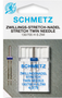 Stretch tweelingnaald van Schmetz voor zomen in rekbare stoffen