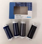 DENIM DOC dikte 75 speciaal voor jeans polyester/katoen kit 4 klosjes van 100m in donkere tinten DENIM DOC dikte 75 speciaal voor jeans polyester/katoen kit 4 klosjes van 100m in donkere tinten