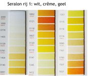 Seralon 200m - Kleurenkaart rij 1: Wit, crême, geel - universeel naaigaren Seralon 200m - Kleurenkaart rij 1: Wit, crême, geel - universeel naaigaren