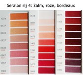 Seralon 200m - Kleurenkaart rij 4: Zalm, roze, bordeaux - universeel naaigaren Seralon 200m - Kleurenkaart rij 4: Zalm, roze, bordeaux - universeel naaigaren