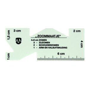 Zoommaatje kunststof, meet zomen en naadtoeslagen van 1-1,5-2-3-4 en 6cm