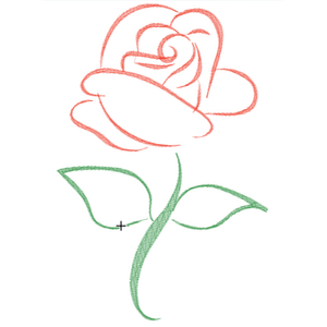 Rose embroidery pattern: stylised rose 8,5x12,5cm